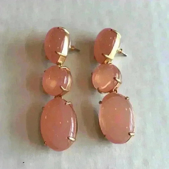 J Crew new Triple stone drop earrings bright pink - Picture 3 of 8